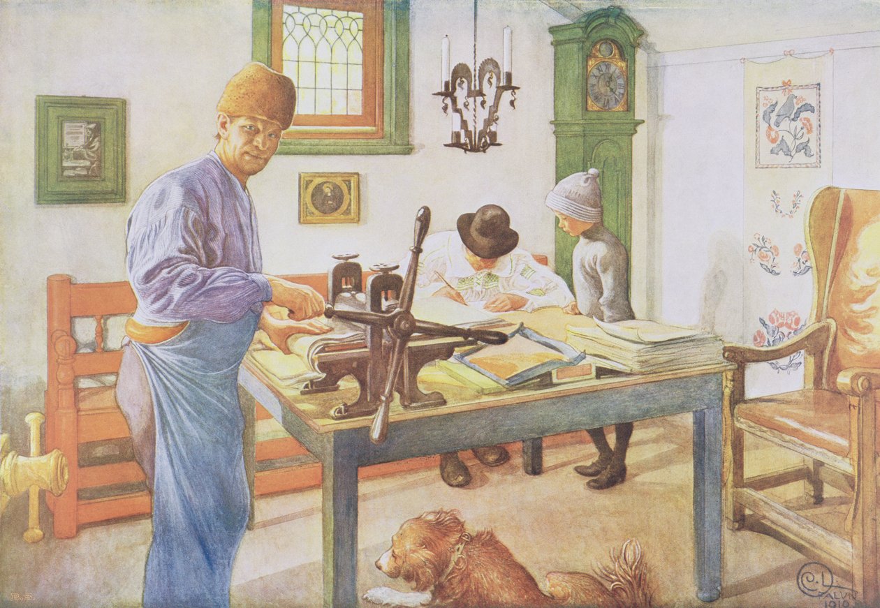 The Print Room, publicerad i Lasst Licht Hinin (Lasst mer ljus komma in), 1910 av Carl Larsson