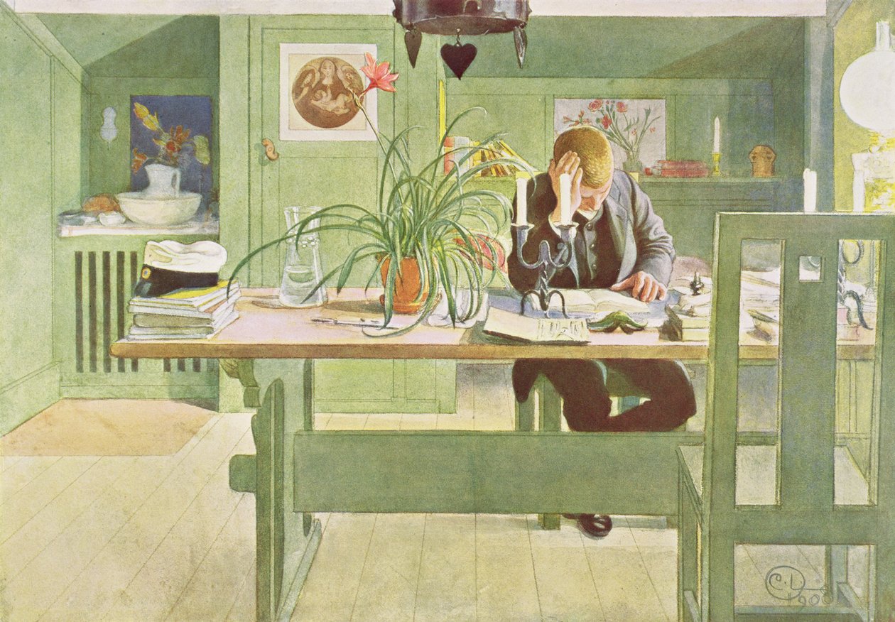 The Study Room, publicerat i Lasst Licht Hinin, 1908 av Carl Larsson