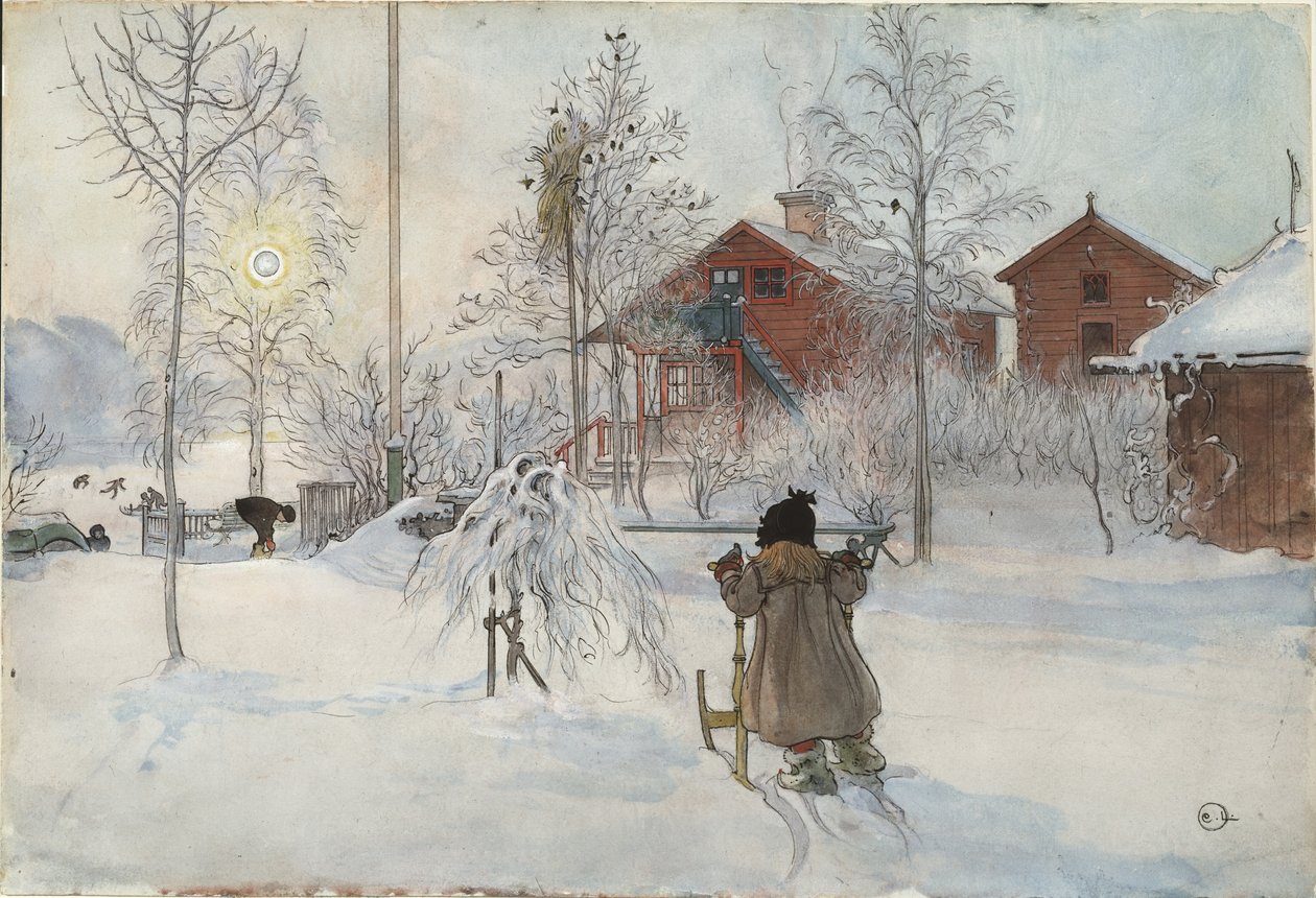 The Yard and Wash-House, från A Home-serien, ca 1895 (wc på papper) av Carl Larsson
