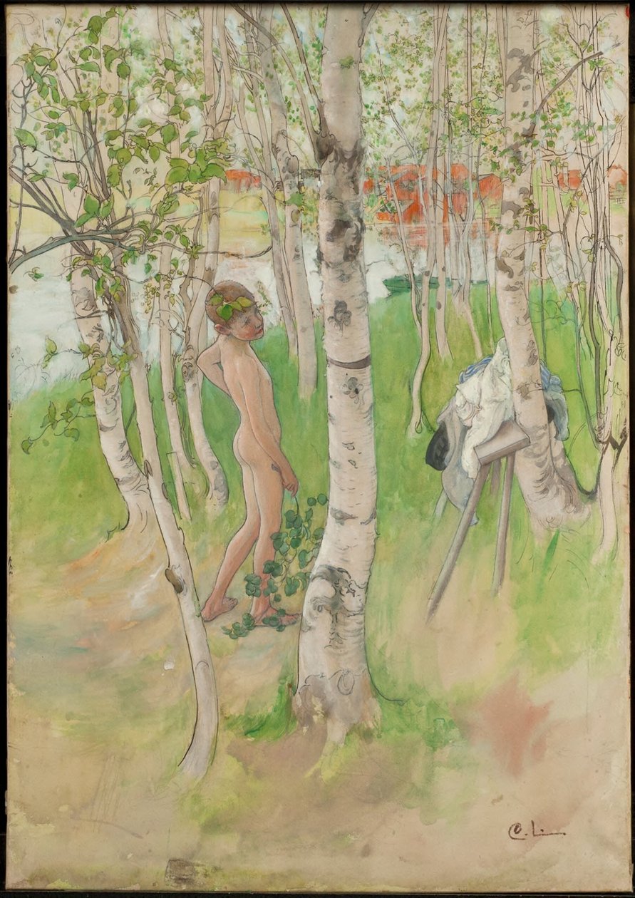 Ulf. Naken pojke bland björkarna av Carl Larsson