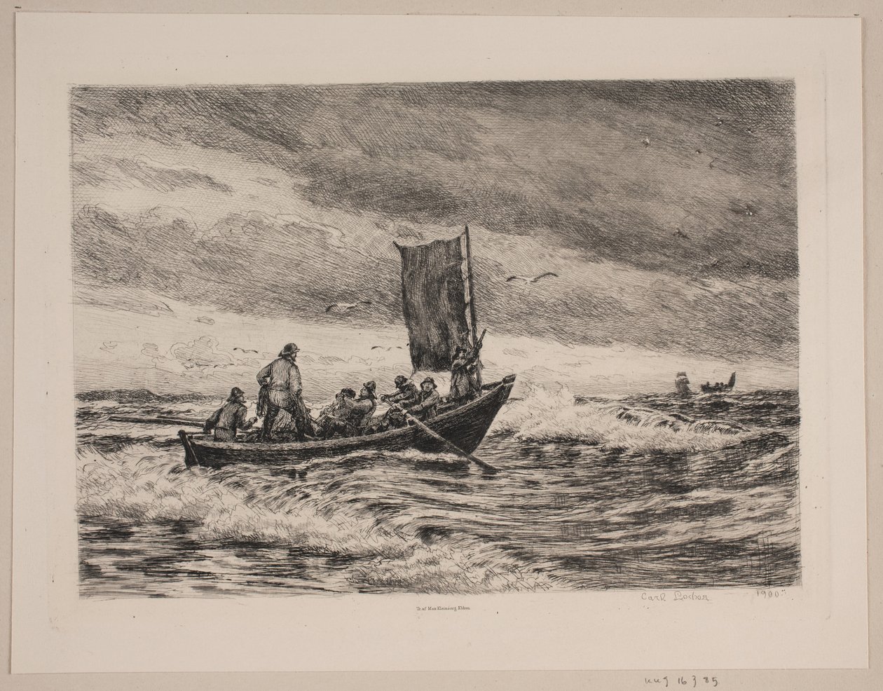 Fiskebåt i bränningen av Carl Locher