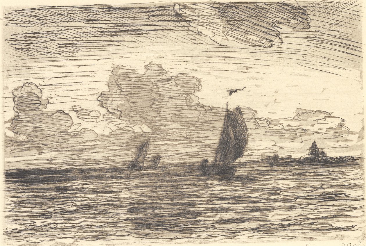 Marine med fartyg under segel av Carl Locher