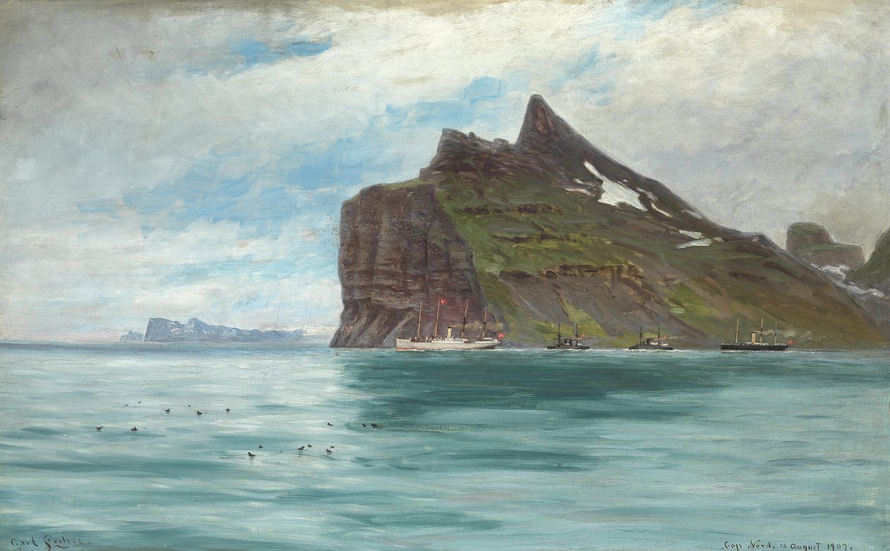 Vy från Nordkap, Island, från den kungliga danska resan 1907 med ångfartyget SS Birma av Carl Locher