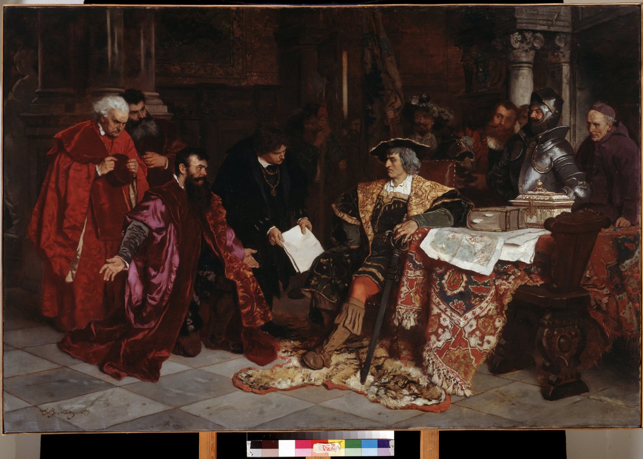 ""Kejsaren Maximilian I (1459-1519) tar emot de venetianska ambassadörerna i Verona"" (Kejsaren Maximilian tar emot de venetianska ambassadörerna i Verona) Målning av Carl Ludwig Friedrich Becker (1820-1900) 1879 Pushkin-museet, Moskva av Carl Ludwig Friedrich Becker