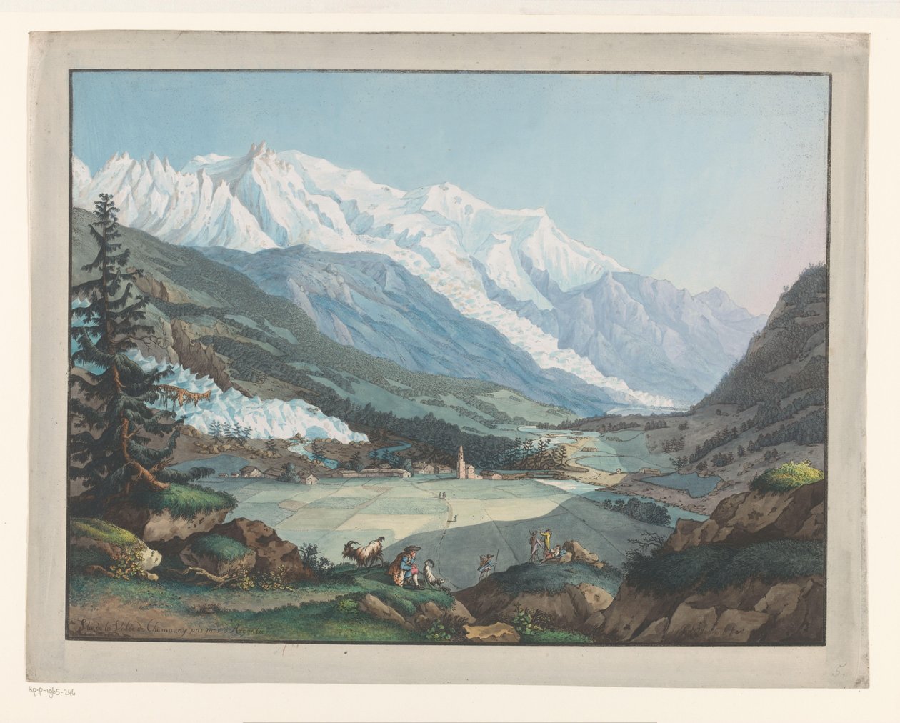 Utsikt över Chamonix vid foten av Mont-Blanc Vue de la Valée de Chamouny pris pres d