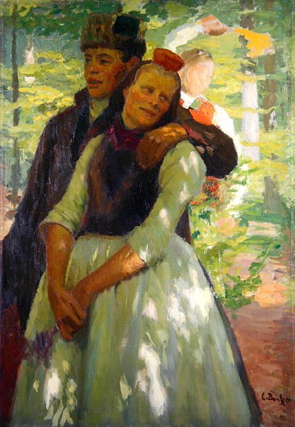 Ett par från Schwalm (olja på duk) av Carl Ludwig Noah Bantzer