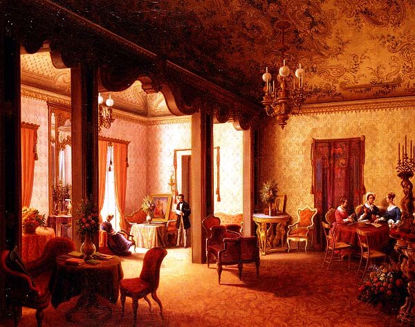 Interiör av Tsarina Alexandras salong i Villa des Herzogs Serradifalco, Palermo av Carl Ludwig Rundt