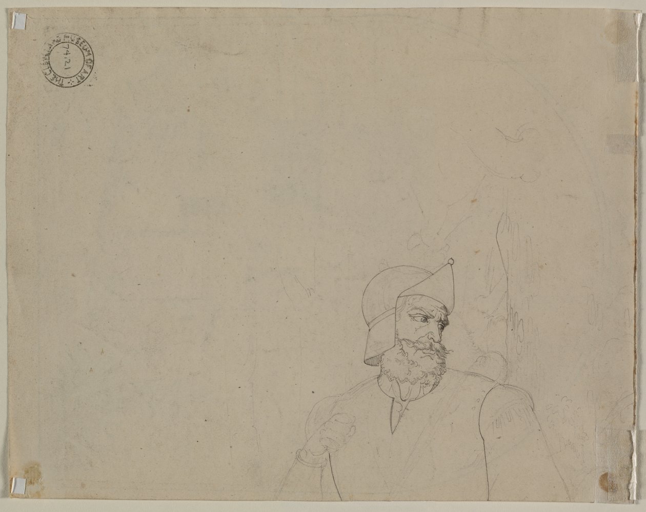 Soldat i ett landskap (verso) av Carl Ludwig Tischbein