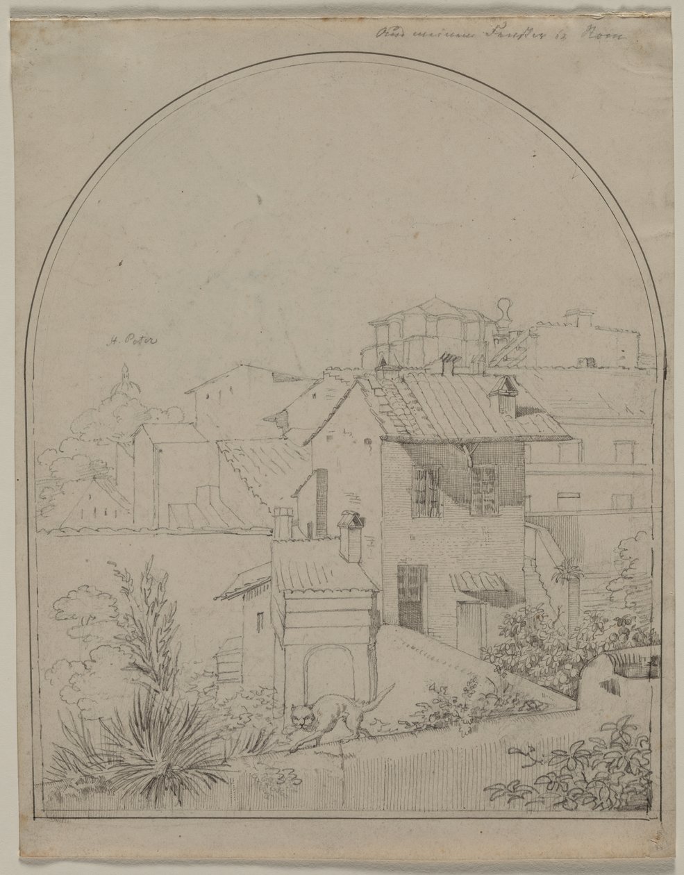 Utsikt från mitt fönster i Rom (recto) av Carl Ludwig Tischbein