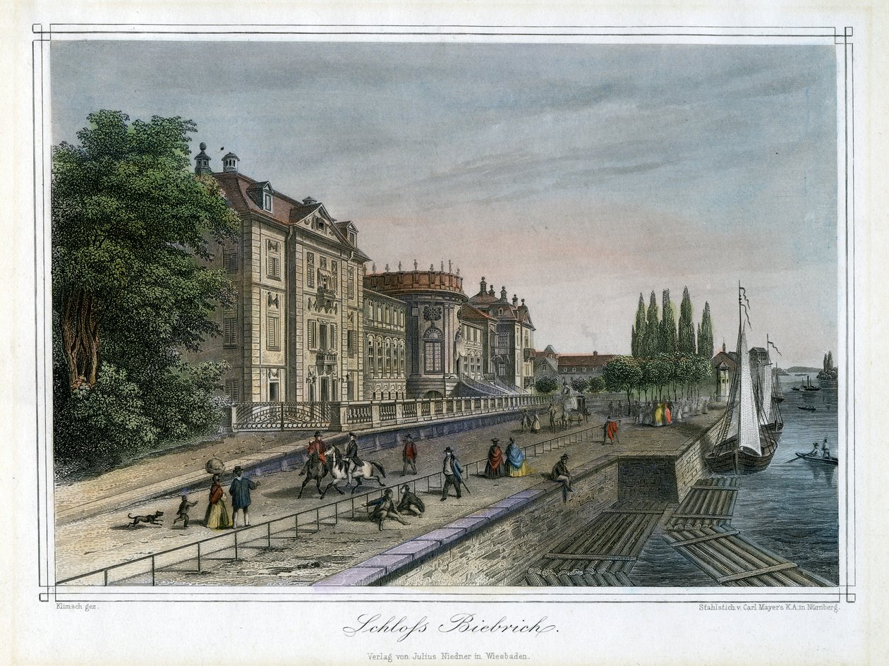Biebrich-palatset, Wiesbaden, Tyskland, c1820 av Carl Mayer