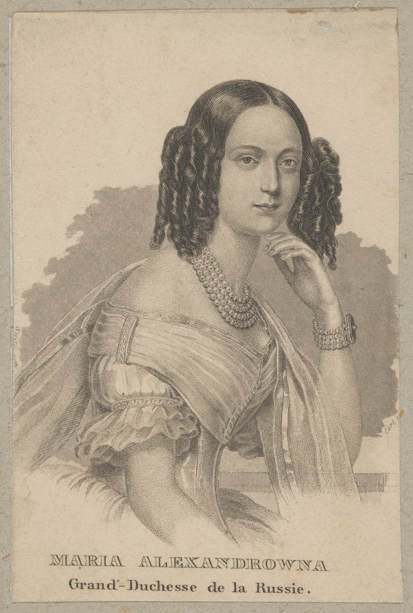 Maria Aleksandrovna (född som Maximiliane Wilhelmine Marie av Hessen-Darmstadt, 1824 Darmstadt - 1880 Sankt Petersburg) - yngsta dotter till Ludvig II av Hessen och Vilhelmine av Baden, prinsessa av Hessen, Rysslands kejsarinna som hustru till tsar av Carl Mayer