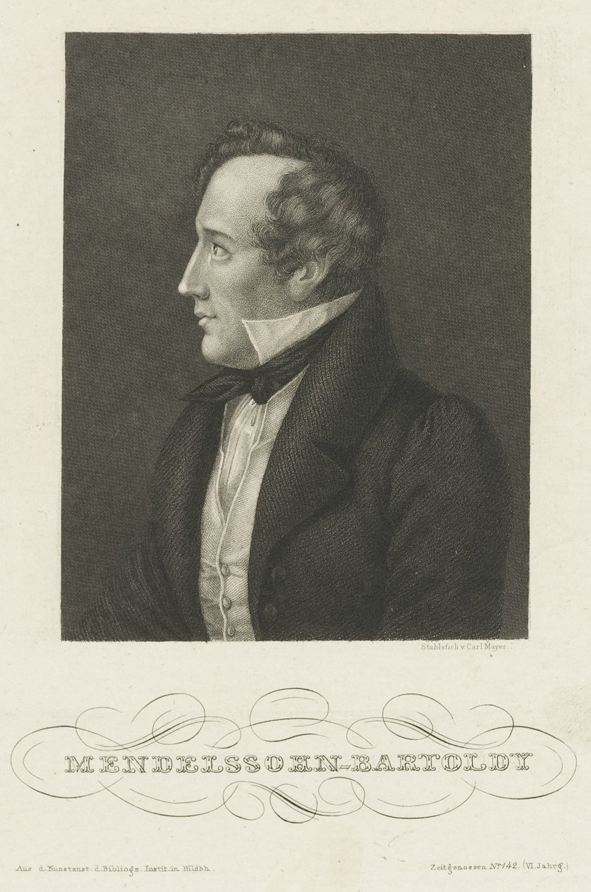 Porträtt av Felix Mendelssohn Bartholdy, ca. 1840. av Carl Mayer
