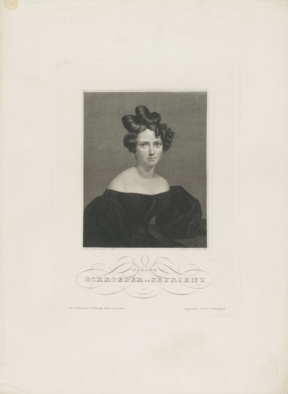 Porträtt av operasångerskan Wilhelmine Schröder-Devrient 1804-1860, ca. 1840 av Carl Mayer
