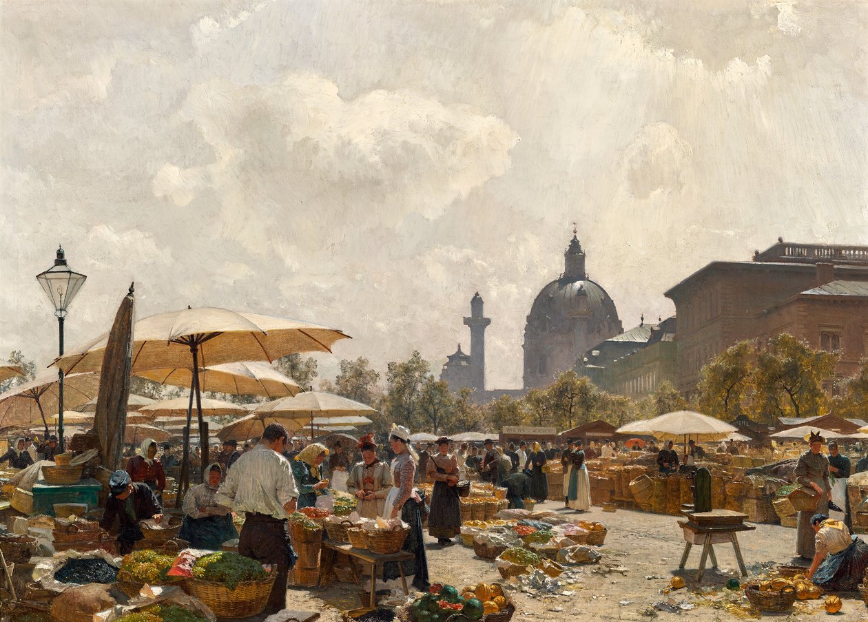 Naschmarkt i Wien av Carl Moll
