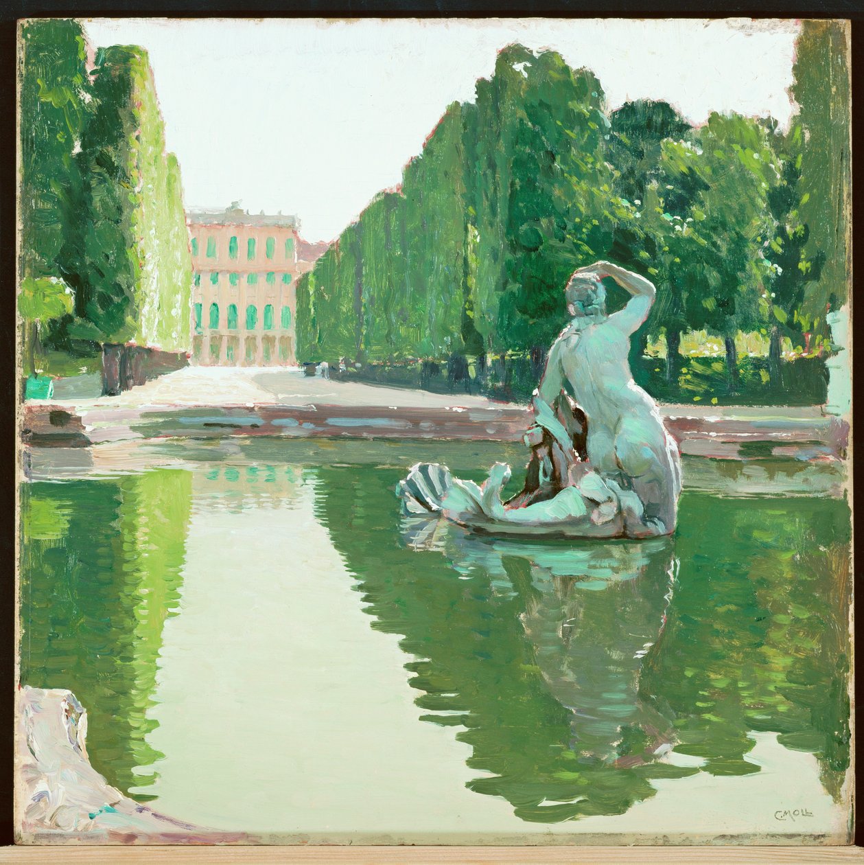 Den vackra fontänen i Schönbrunns park -1910 ... (målning på duk) av Carl Moll