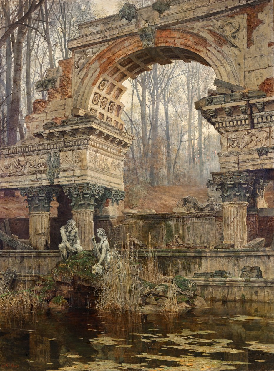 De romerska ruinerna i Schönbrunn av Carl Moll