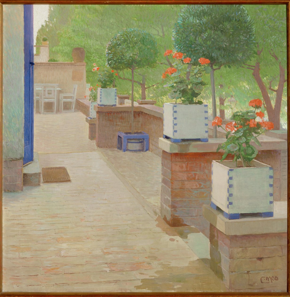 Gartenterrasse - Trädgårdsterrass ... (målning på duk) av Carl Moll