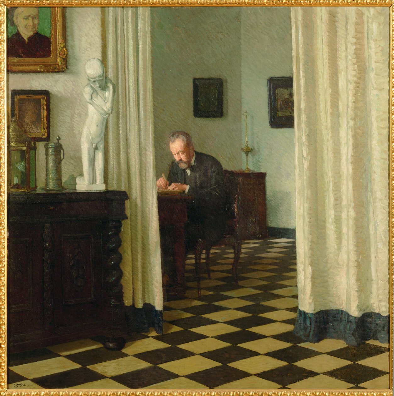 Självporträtt i sin ateljé ... (målning på duk) av Carl Moll