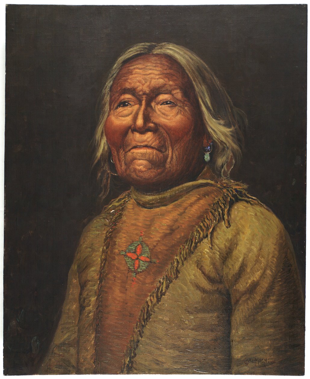 Nar-Ah-Kee Gie Etsu, Old Apache Scout (olja på duk) av Carl Moon