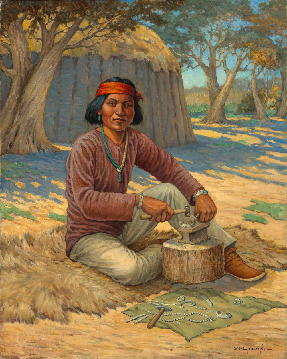 Navajo Silversmith av Carl Moon