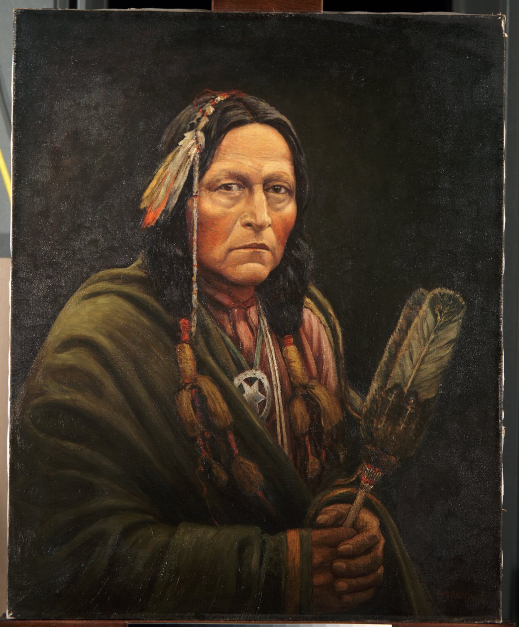 Osage man, Bro-Ga-Hee-Ge (olja på duk) av Carl Moon