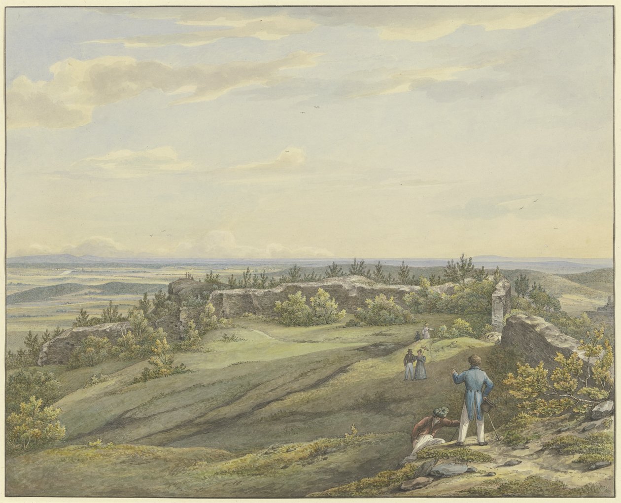 Borggården vid Falkensteinruinen med utsikt över Mainslätten, Odenwald och Rhenbergen av Carl Morgenstern