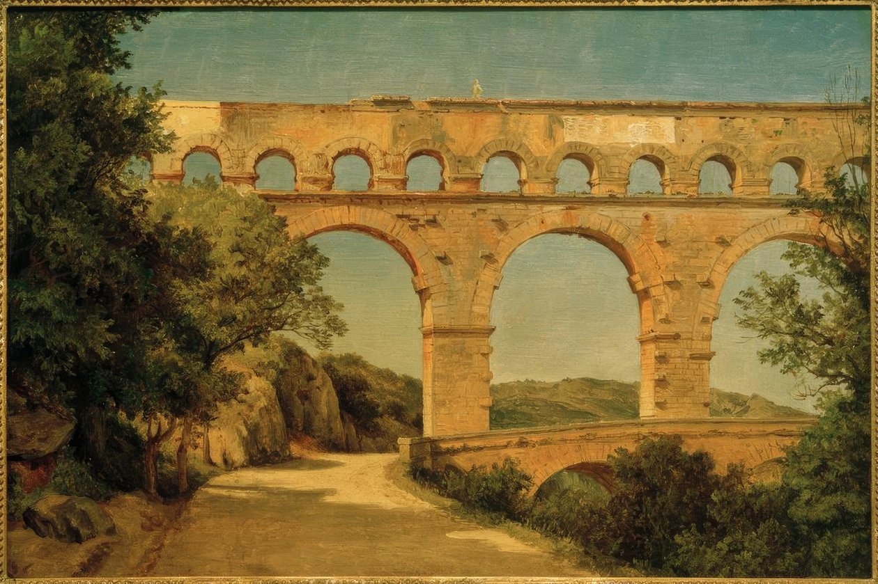 Pont du Gard nära Nîmes / målning av Carl Morgenstern av Carl Morgenstern