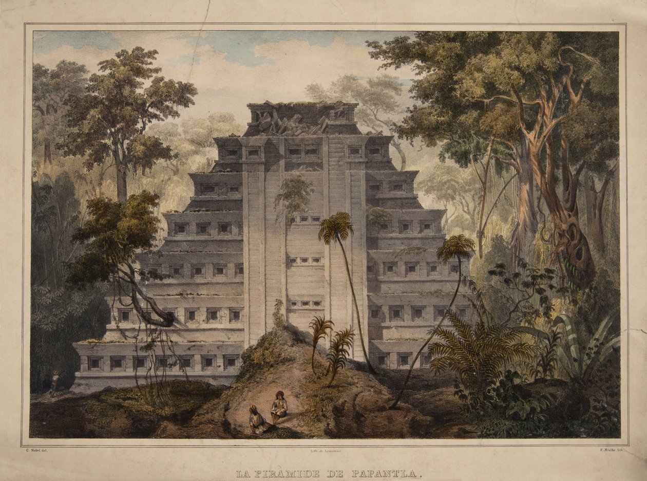 Papantla-pyramiden av Carl Nebel