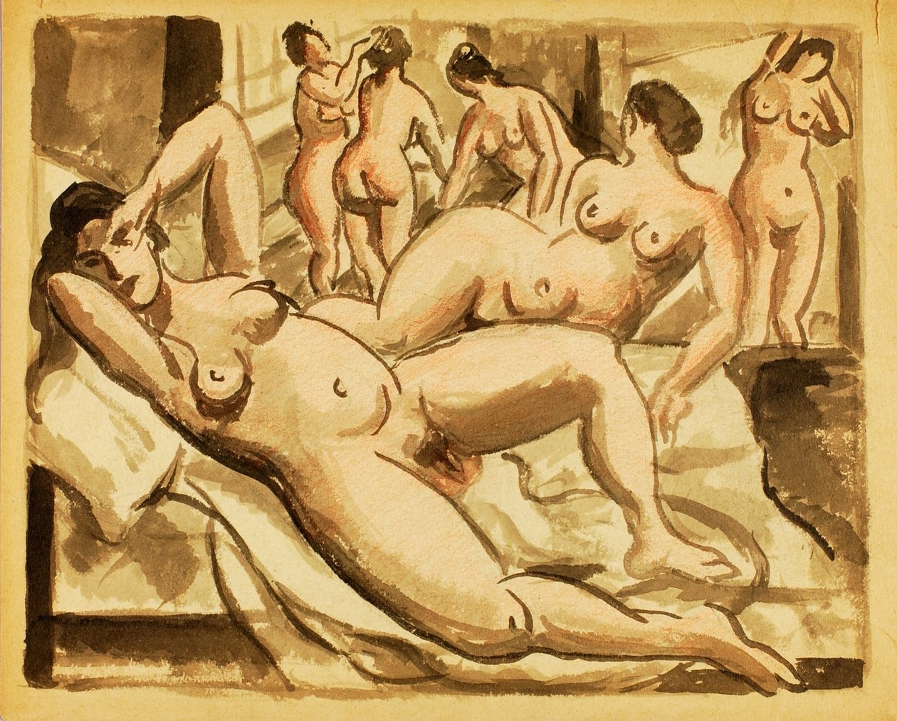 Grupp med sex kvinnliga nakenbilder av Carl Newman