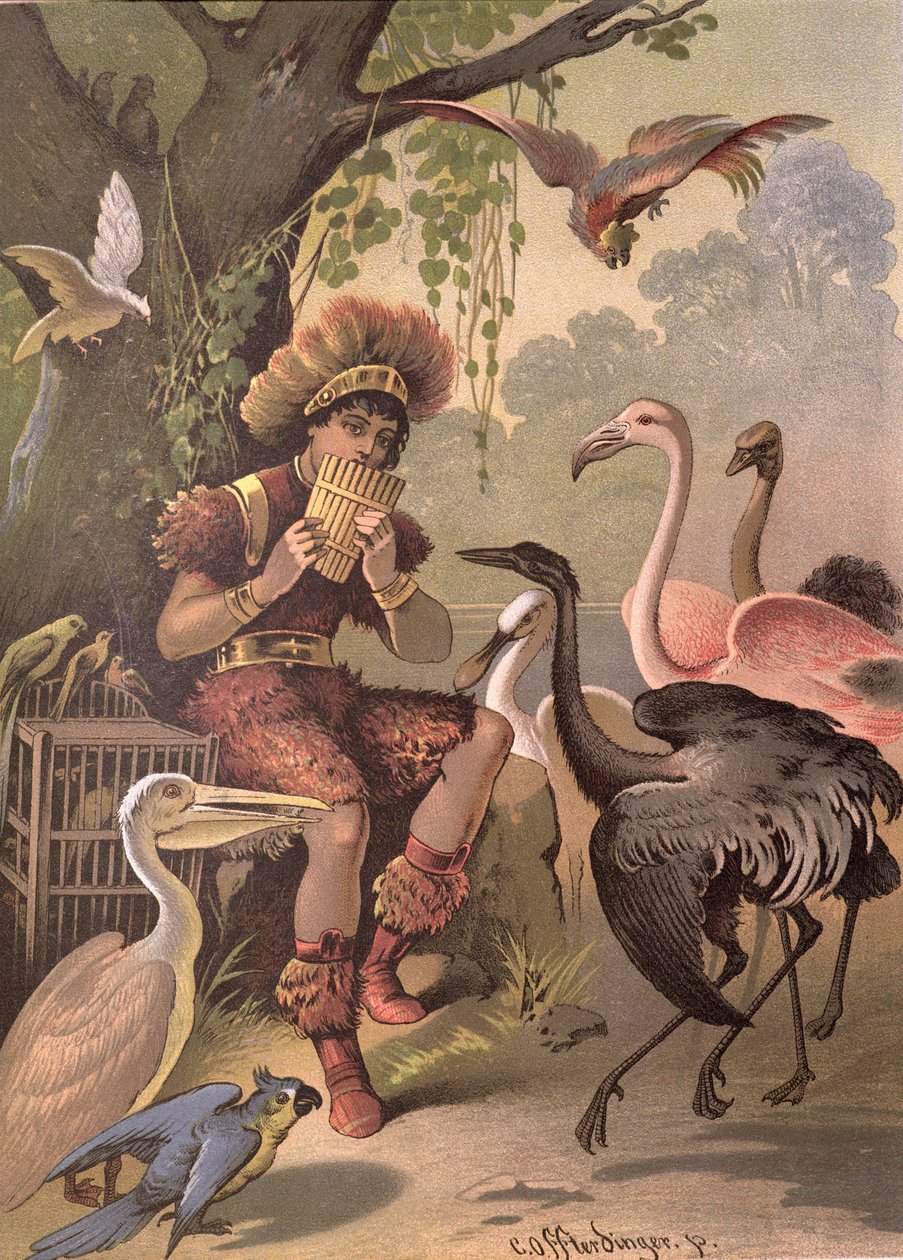 Papageno fågelfångaren, från "Trollflöjten" av Wolfgang Amadeus Mozart (1756-91) av Carl Offterdinger