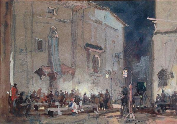 På uppsättningen (gouache på papper) av Carl Oscar Borg