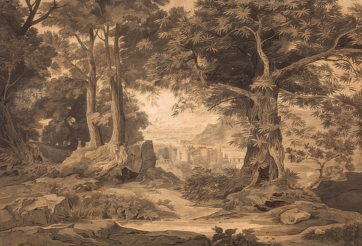 Utsikt över Heidelbergs slott på väg till Kaiserstuhl av Carl Philipp Fohr