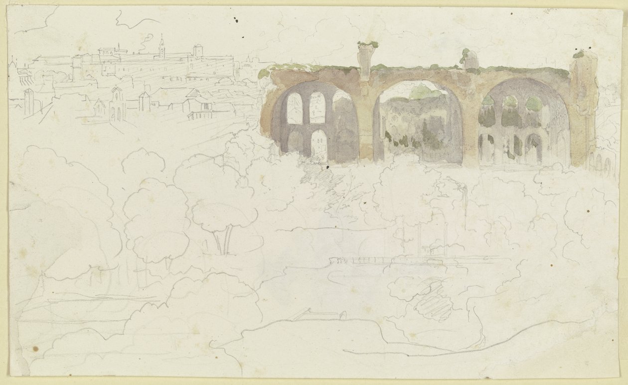 Utsikt över Forum Romanum i Rom med Maxentiusbasilikan av Carl Philipp Fohr