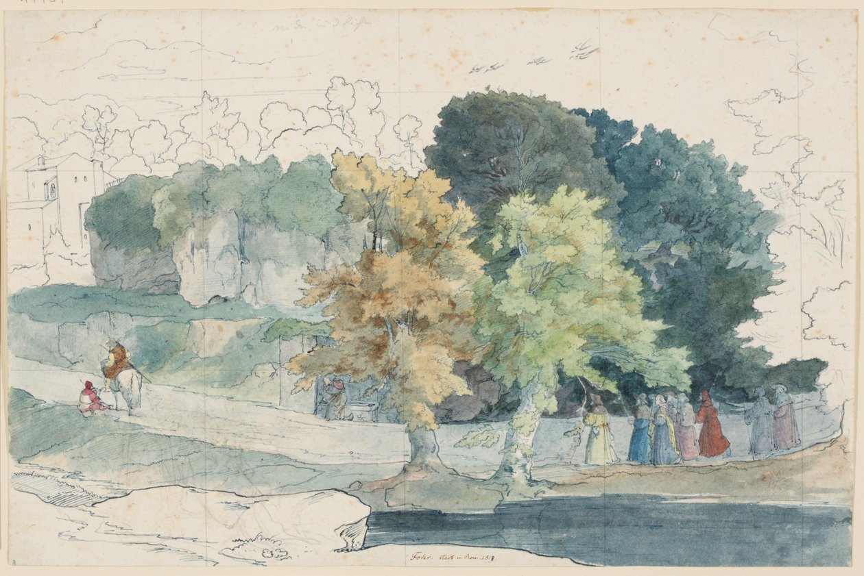 Italienskt landskap med staffagefigurer av Carl Philipp Fohr