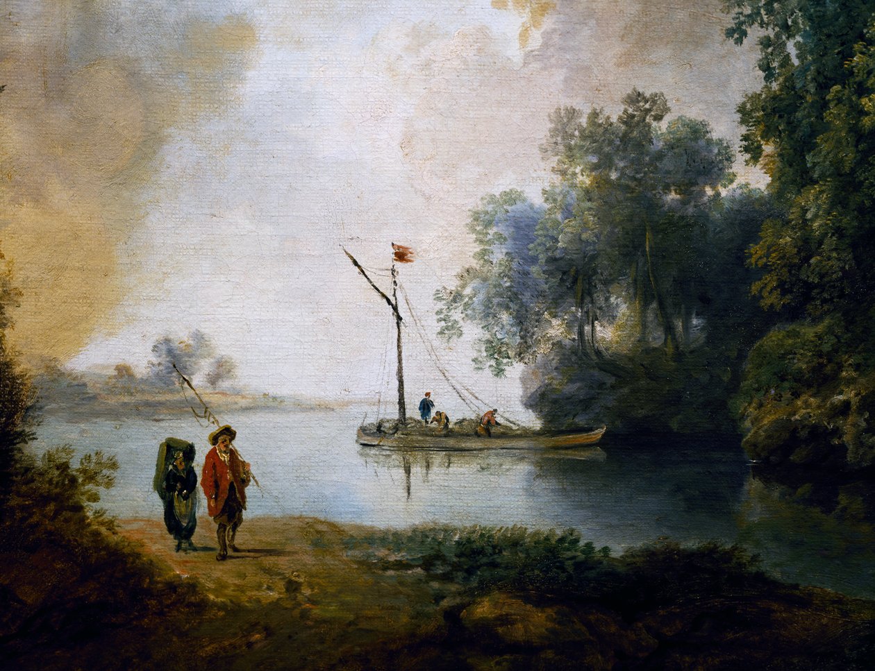 Landskap med flod, ca 1780, av Carl Philipp Schallhas (1767-1797), detalj, Ungern av Carl Philipp Schallhas