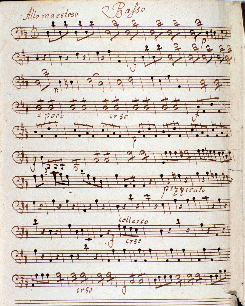 Sida med partitur till konsert i D-dur av Karl Philipp Stamitz av Carl Philipp Stamitz