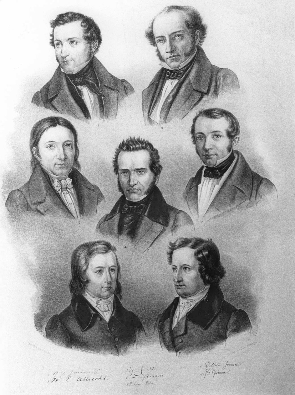 Göttingens sju, ca 1837-38 (lito) av Carl Rohde