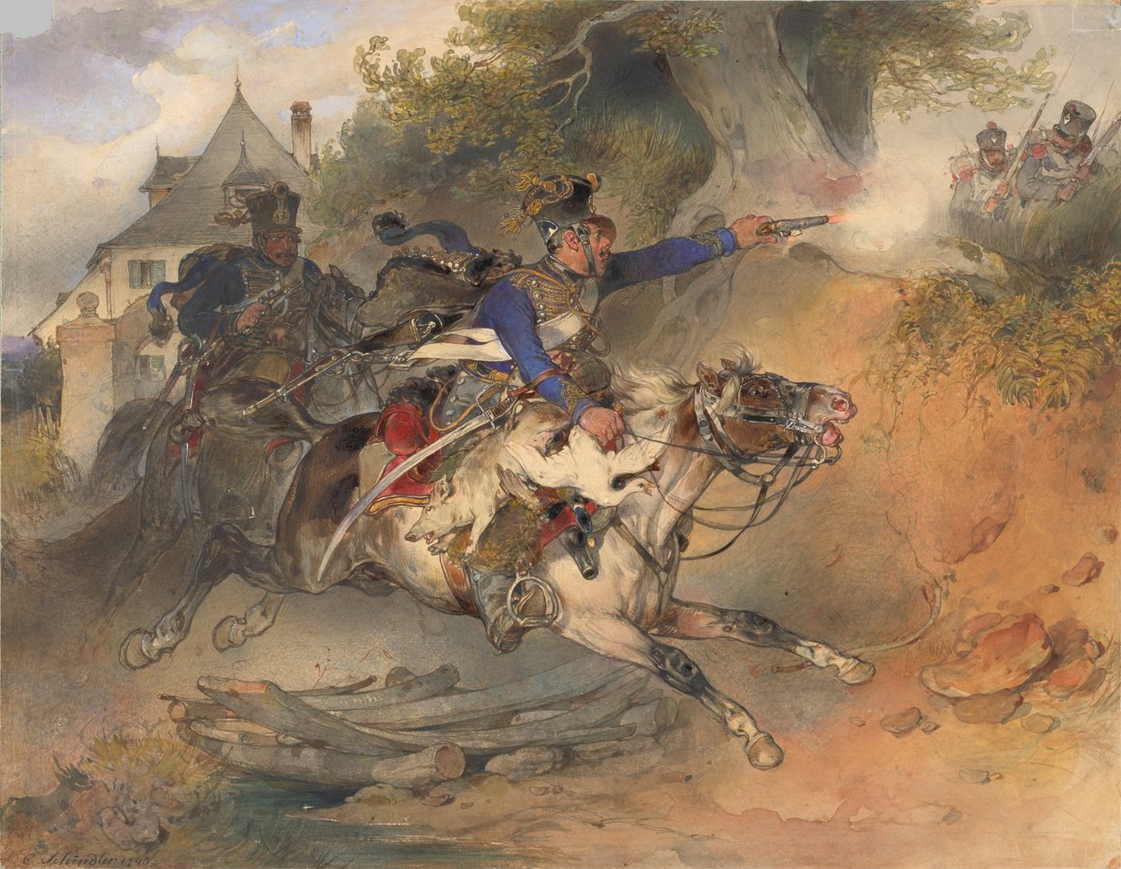Den födosökande husaren, 1840 av Carl Schindler