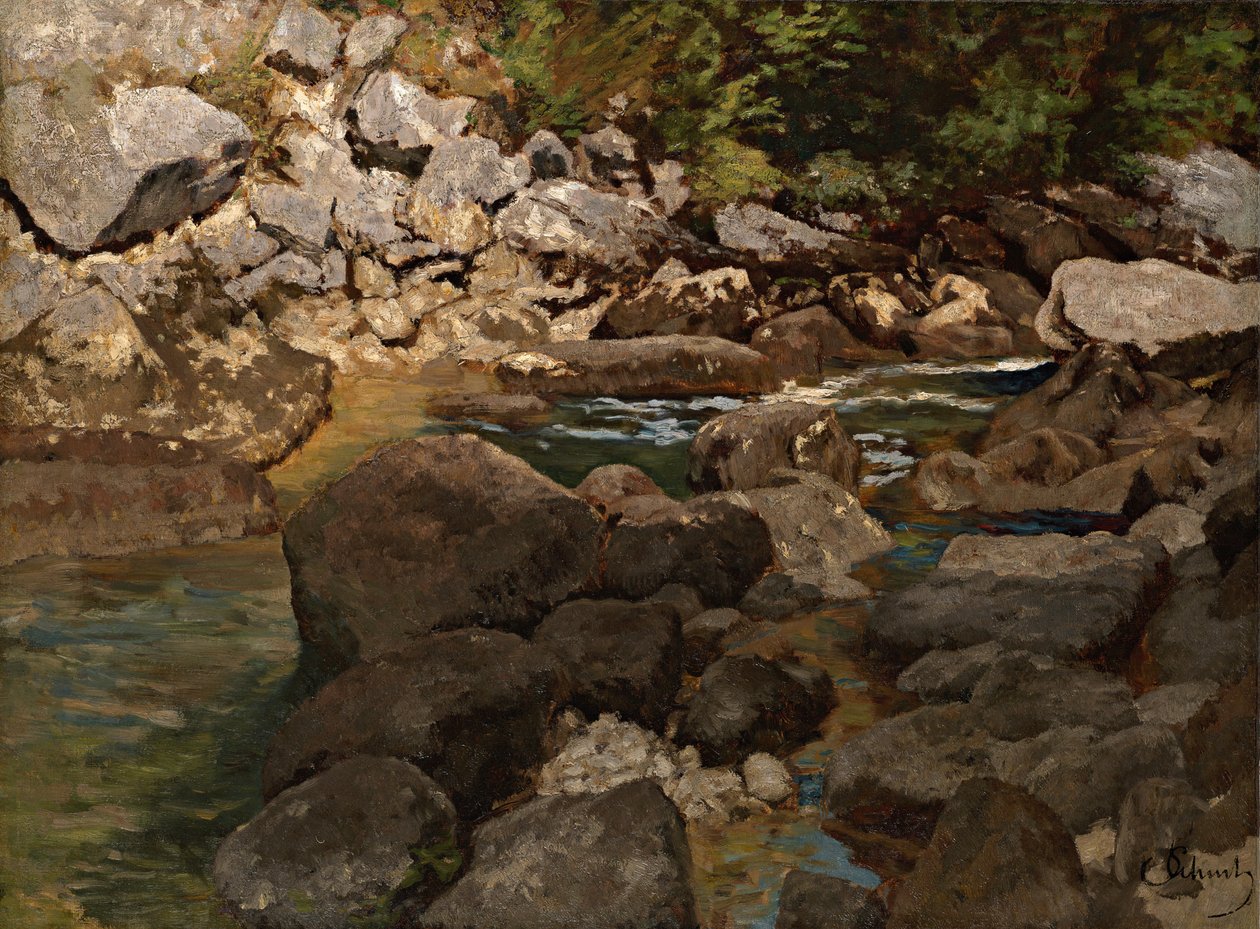 Bergström med stenblock, 1888-1889 av Carl Schuch