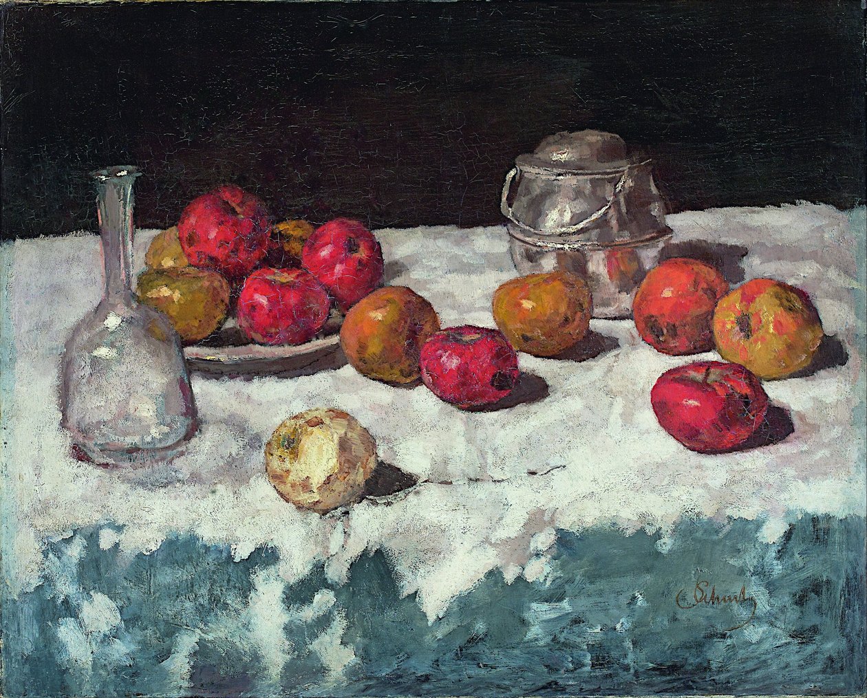 Stilleben med äpplen av Carl Schuch