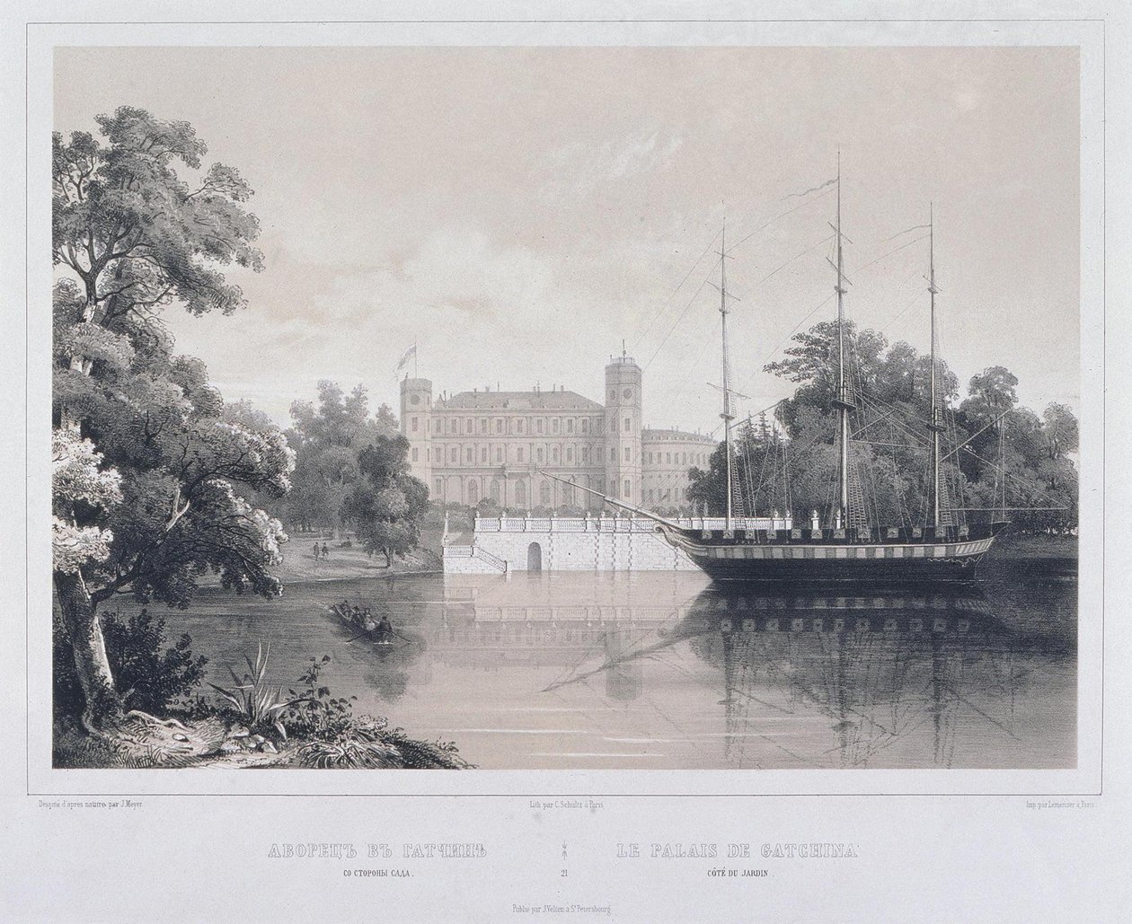 Utsikt över palatset i Gatchina från sjön, 1850-talet av Carl Schulz