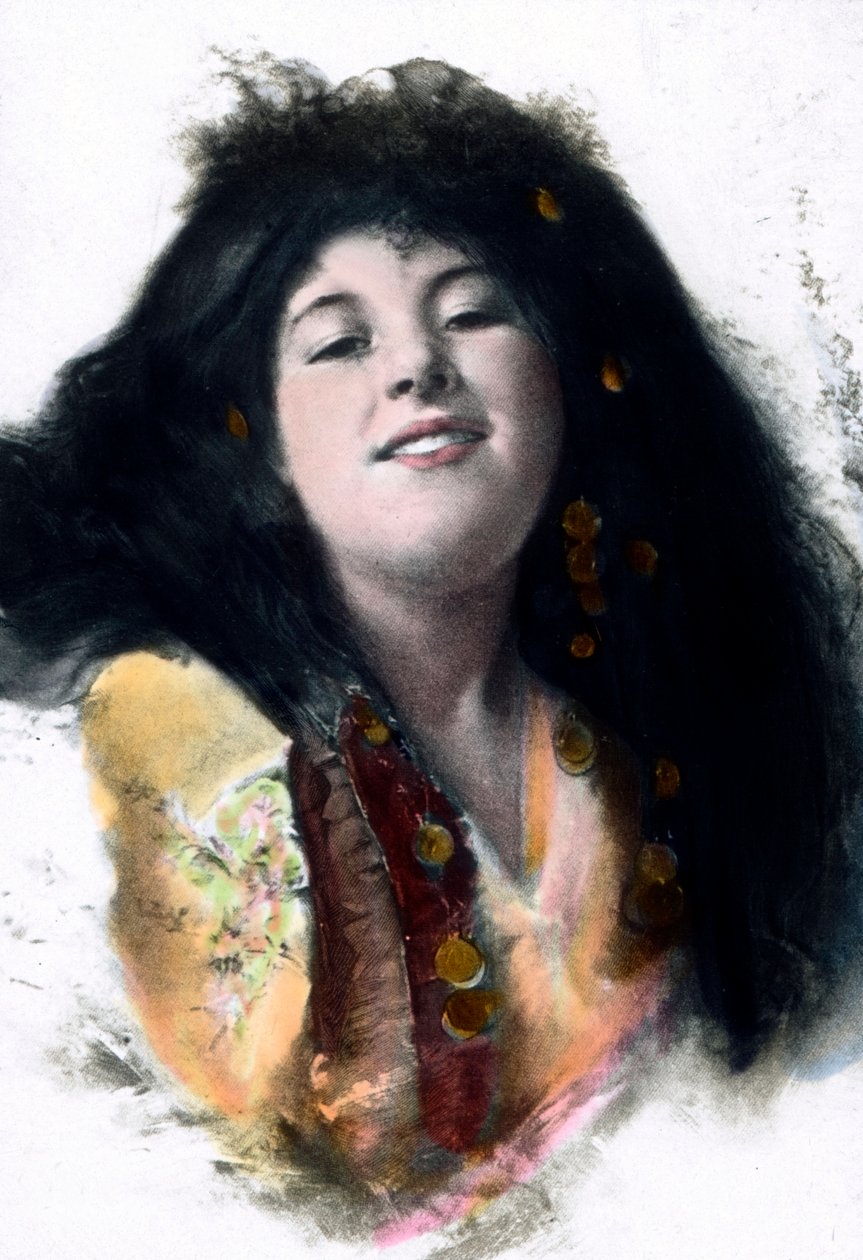 Europeiskt ideal av arab. Porträtt av en ung kvinna, en underordnad andra hustru till en arabisk man. Carl Simon-arkivet, bilddatum ca 1910. av Carl Simon