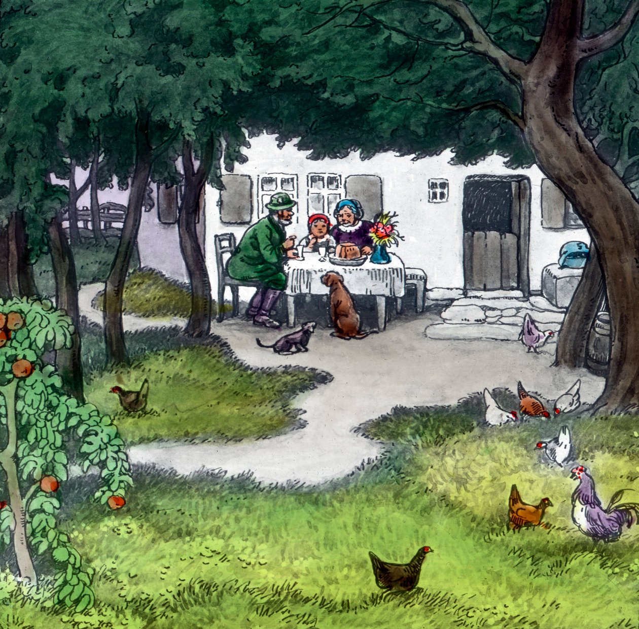 Bröderna Grimm - Sagor - Rödluvan. Bild daterad cirka 1910. Carl Simon-arkivet av Carl Simon