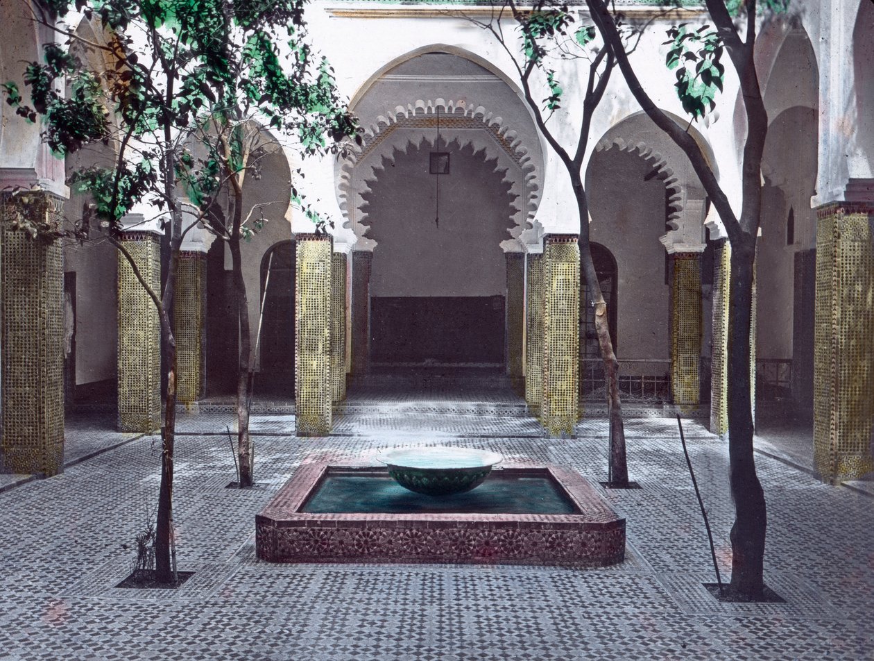 Norra Marocko, Tanger, ambassadens innergård, bilddatum: ca 1910. Carl Simon-arkivet av Carl Simon