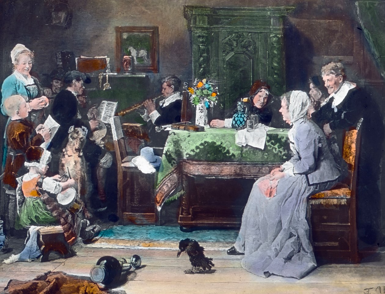 Familjekonserten. Målning av den tyske målaren Fritz von Uhde (1848 - 1911) år 1881. Bilddatum: ca 1890. Carl Simon-arkivet av Carl Simon