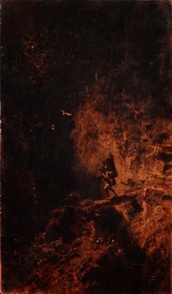 En resenär som korsar en ravin av Carl Spitzweg
