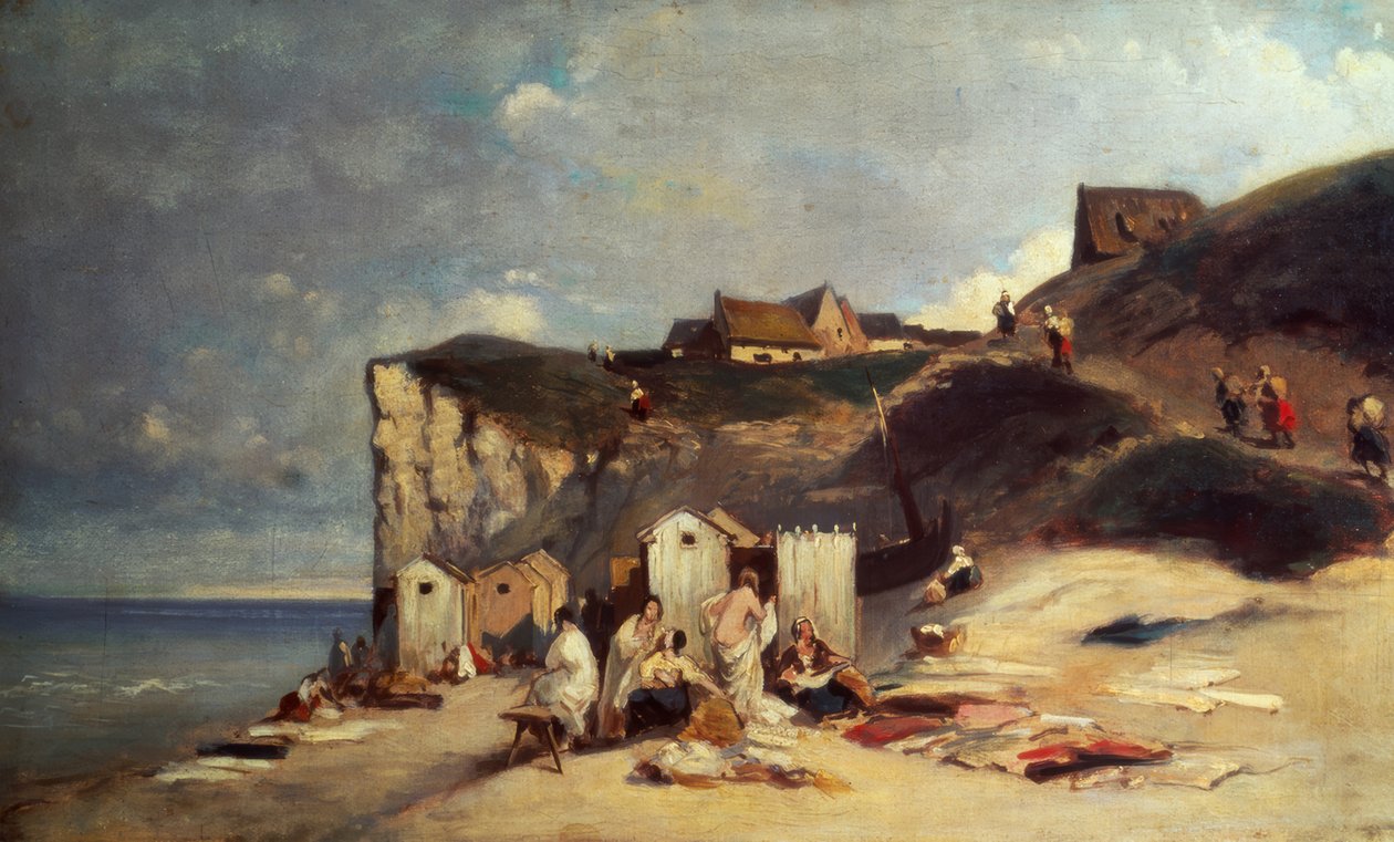 Kvinnor som badar vid havet vid Dieppe I av Carl Spitzweg