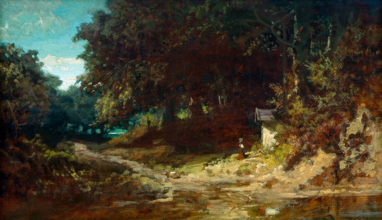 Bedande flicka framför ett skogskapell av Carl Spitzweg