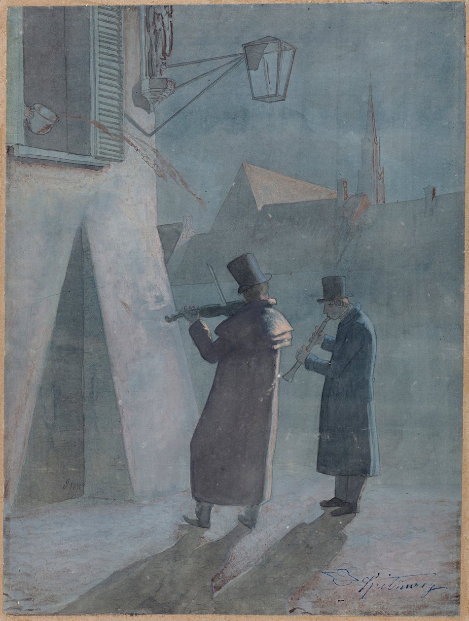Den avbrutna serenaden av Carl Spitzweg