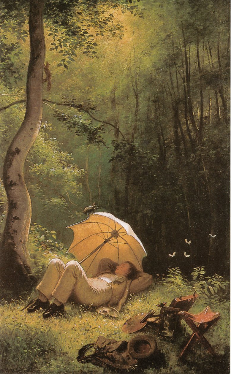 Der Maler auf einer Waldlichtung av Carl Spitzweg